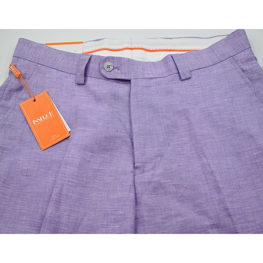 NWT Inserch Limited Edition Mens Lavender European Flax Linen Pants Size 34